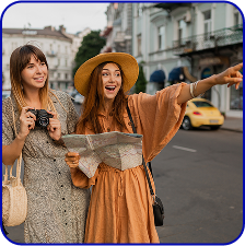 women with map